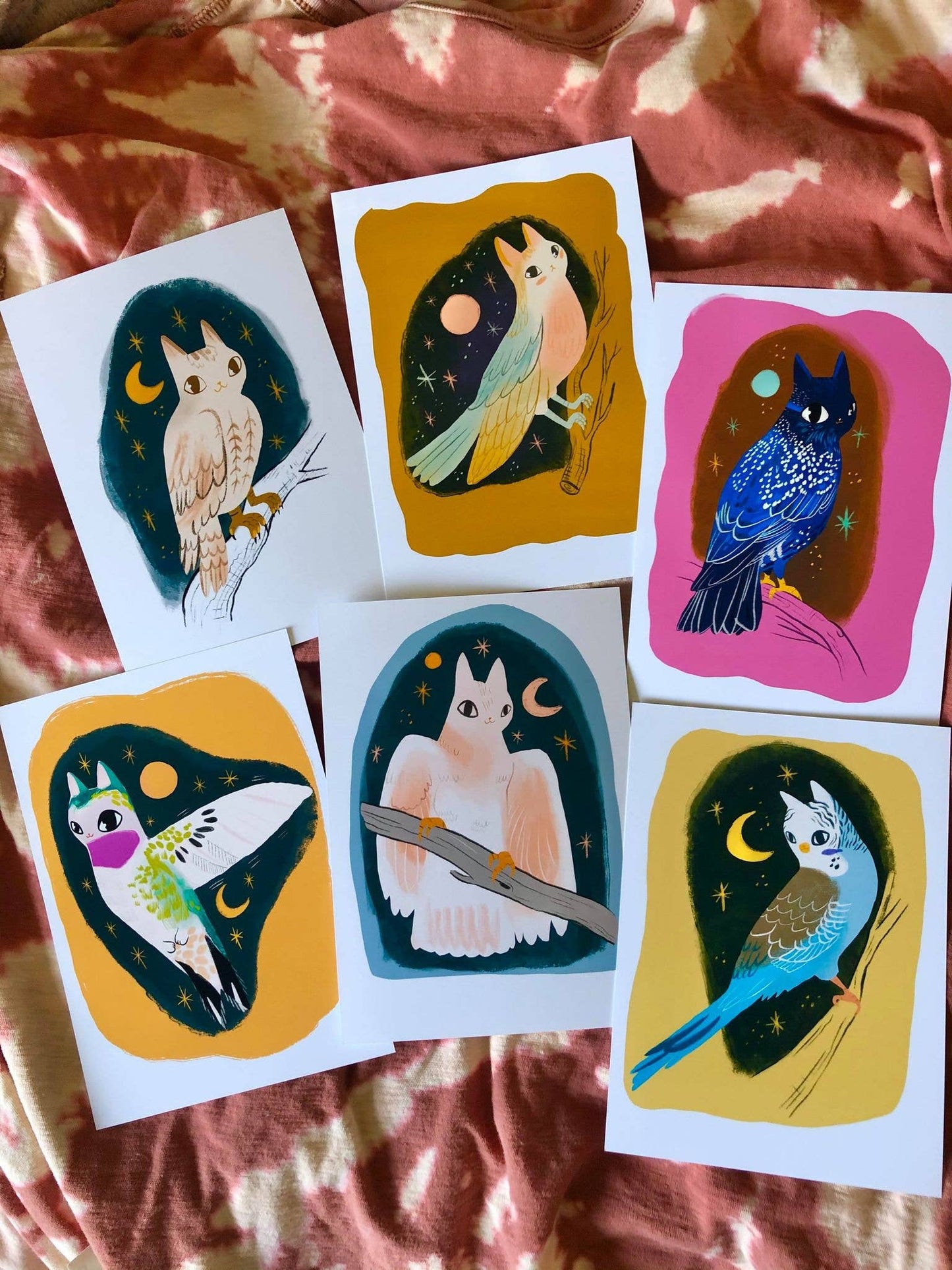 Vibrant bird cat 5x7 print