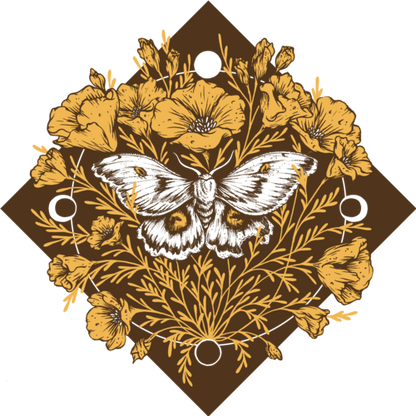 Moth & Poppies, Moon Phases, Giclee Print 11x14"